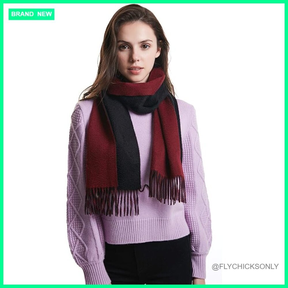 100% Cashmere Winter Scarf with Fringed Edges, Warm & Soft